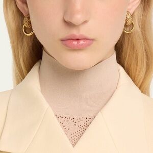 Oscar de la Renta Pave Bull Horn Single Link Earrings